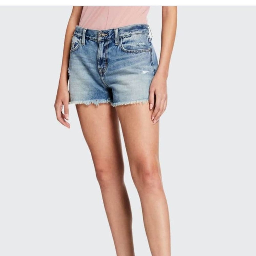Current/Elliott Light Blue High-Waist Denim Shorts